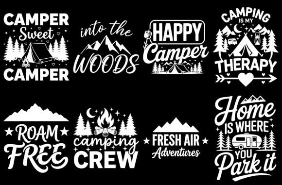 8 Camping SVG Quote Design Bundle: Graphics for Crafts