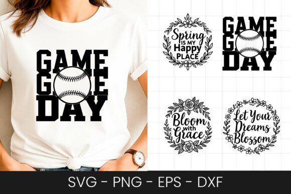 Baseball Game Day Quote Design SVG PNG for Crafts & Graphics