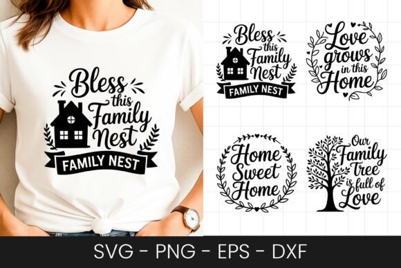 Blessed Family Home Quote SVG PNG Graphics