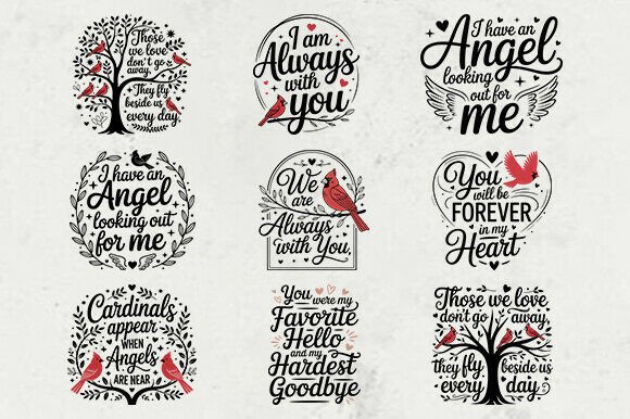 Cardinal Memorial SVG Angel Quote Design for Crafts & Graphics