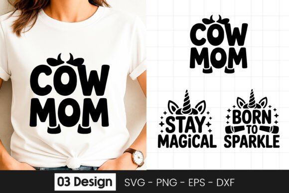 Cow Mom Funny Farm Quote SVG PNG: Graphics for Crafts & Content