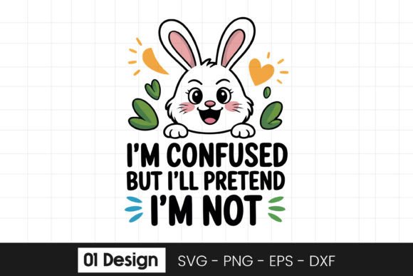 Cute Bunny Confused Quote SVG PNG: Graphics for Crafts & Branding