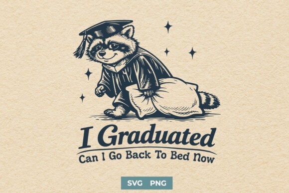 Graduation SVG PNG: Funny Raccoon Graphics for Crafts