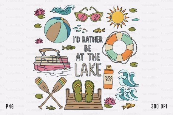 Lake Quote Summer Bundle SVG PNG Art