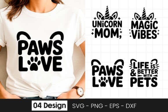 Paws Love Dog Cat Quote SVG Graphics for Crafts