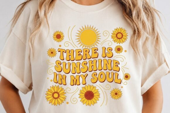 Retro Boho Sunflower Graphics for Crafts & Content