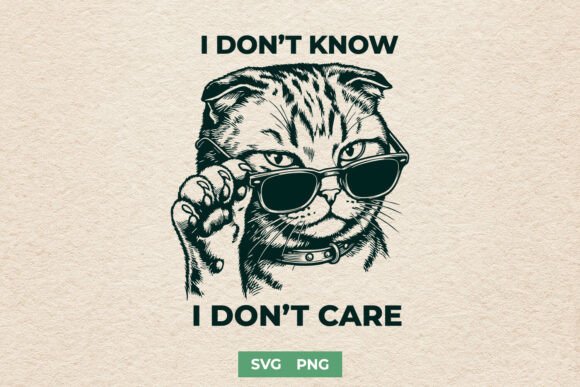 Sassy Cat with Sunglasses IDK SVG PNG Graphics