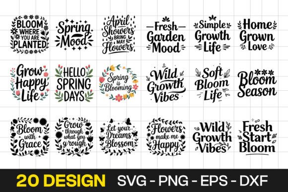 Spring Floral Quote Typography SVG PNG Graphics for Crafts